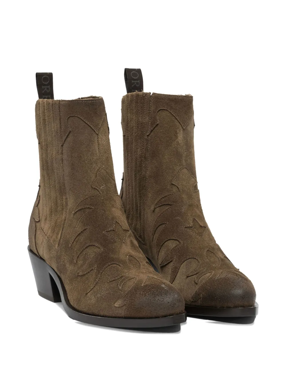Sartore 45mm Suede Flame-pattern Boots In Brown