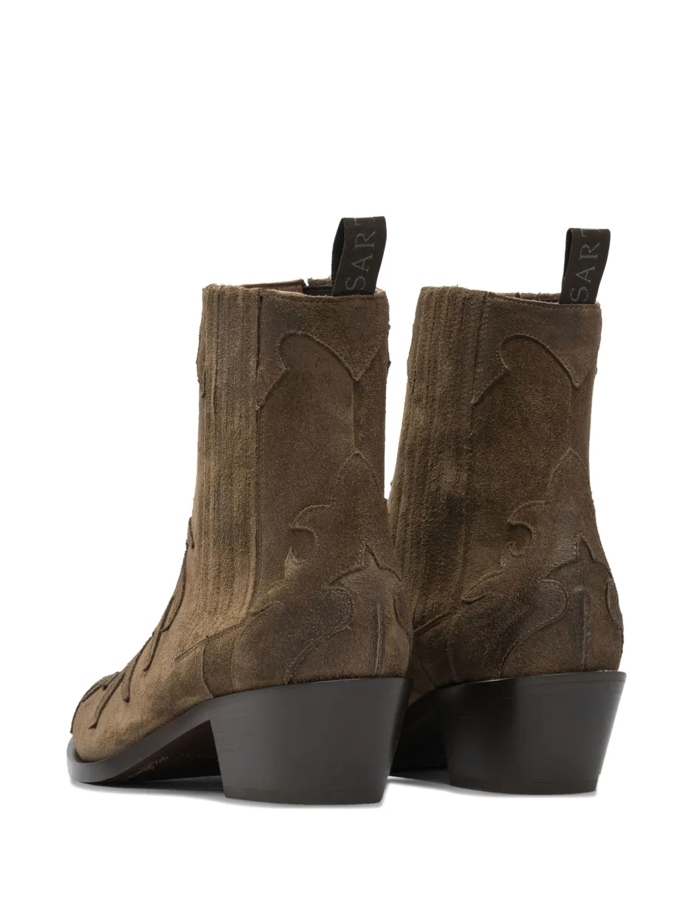 Sartore 45mm Suede Flame-pattern Boots In Brown