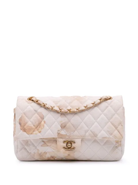 CHANEL Pre-Owned 2018 Medium Classic Printed Denim Floral Double Flap shoulder bag