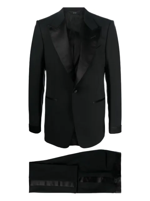 AccessXPrive satin-trimmed wool suit