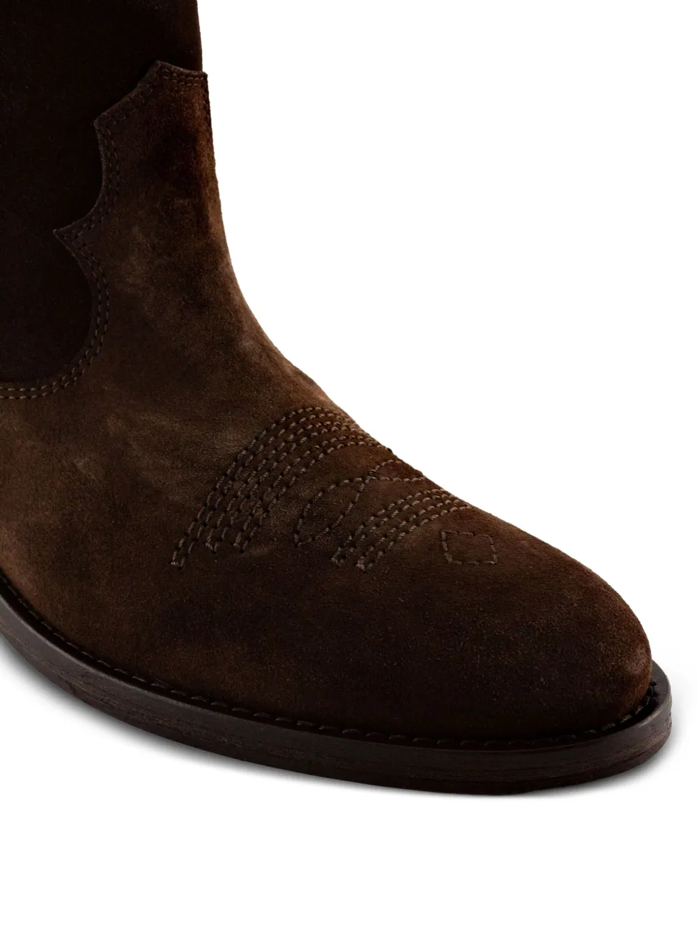 Via Roma 15 stitched suede-leather boots Brown