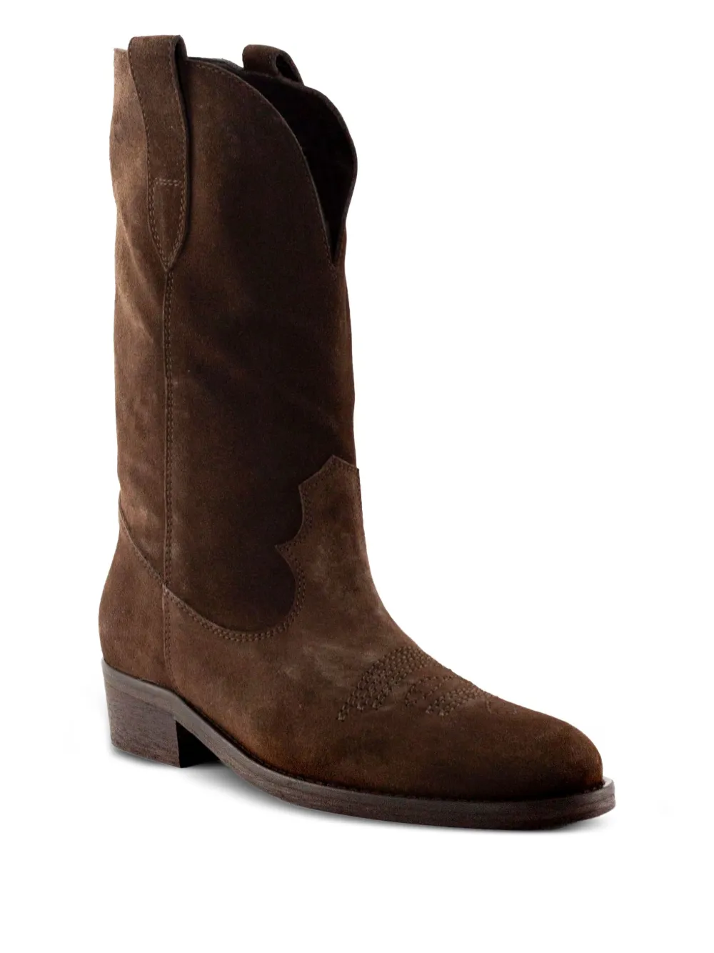 Via Roma 15 stitched suede-leather boots Brown