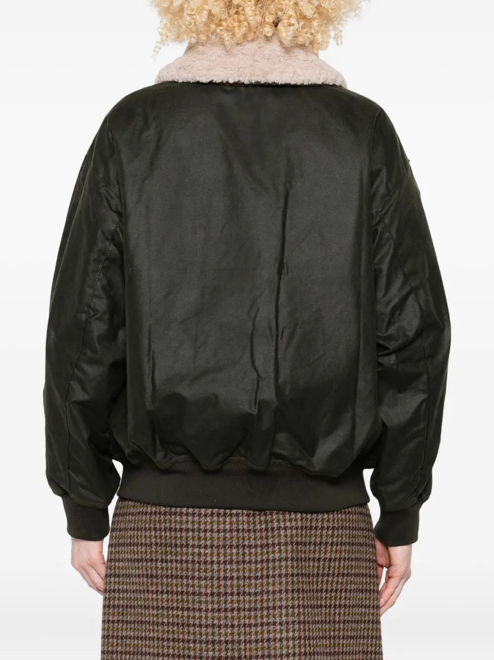 Barbour Shearling-collar Zip-up Jacket In Green