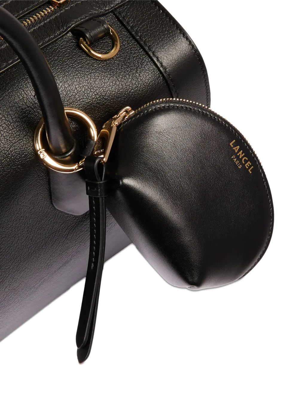 Lancel Origami Half-moon Keyring Coin Purse In Black