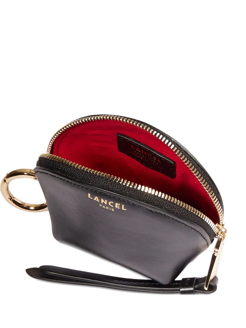 Lancel Origami Half-moon Keyring Coin Purse In Black