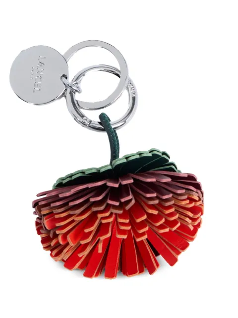 Lancel floral leather keyring
