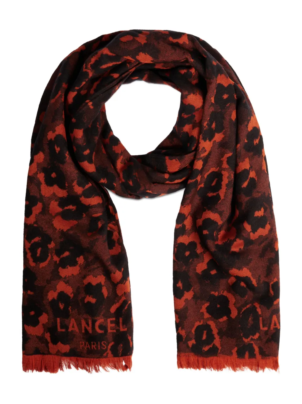 Lancel Wollen sjaal met luipaardprint - Rood