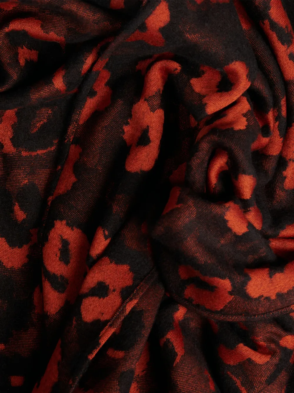 Lancel Leopard Mania Wool Scarf In Red
