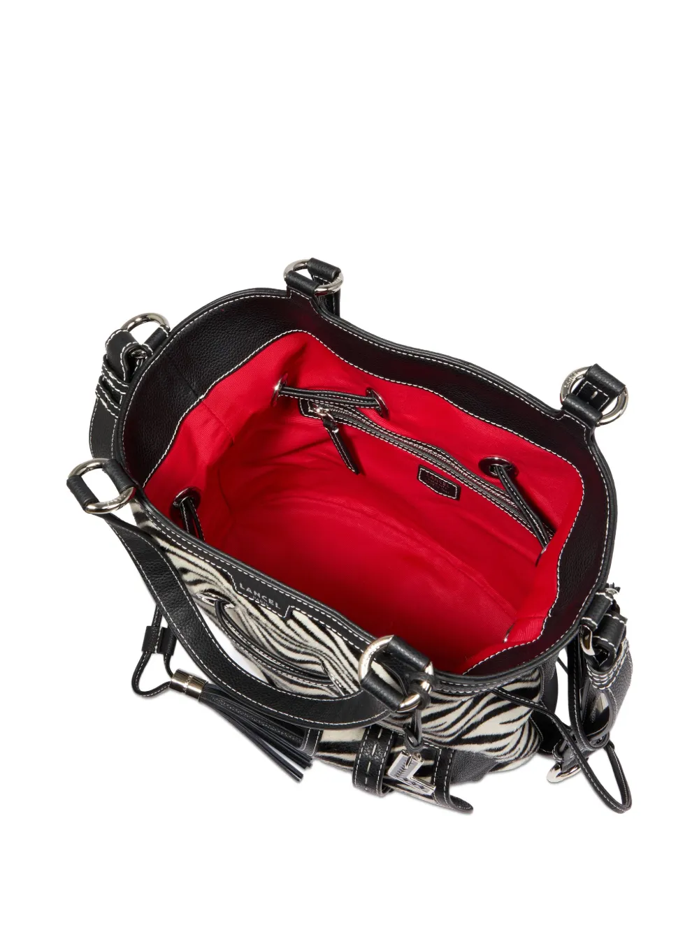 Lancel Premier Flirt Zebra-print Bucket Bag In White