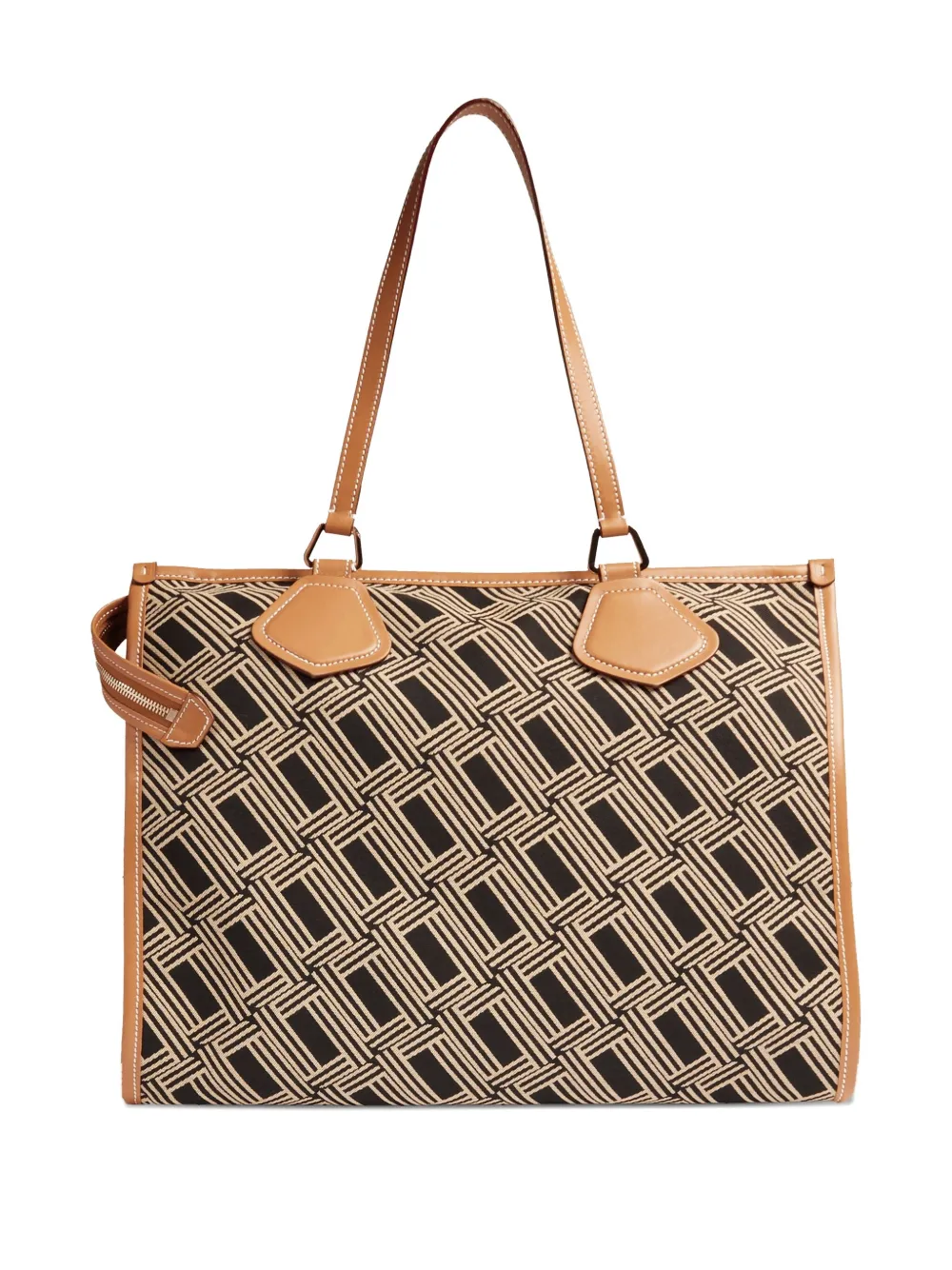 Lancel Large Monogram Leather-trimmed Tote Bag In Neutral