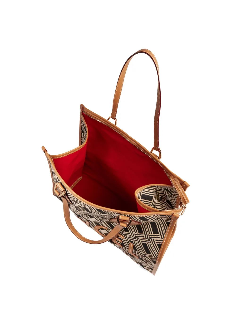 Lancel Large Monogram Leather-trimmed Tote Bag In Neutral