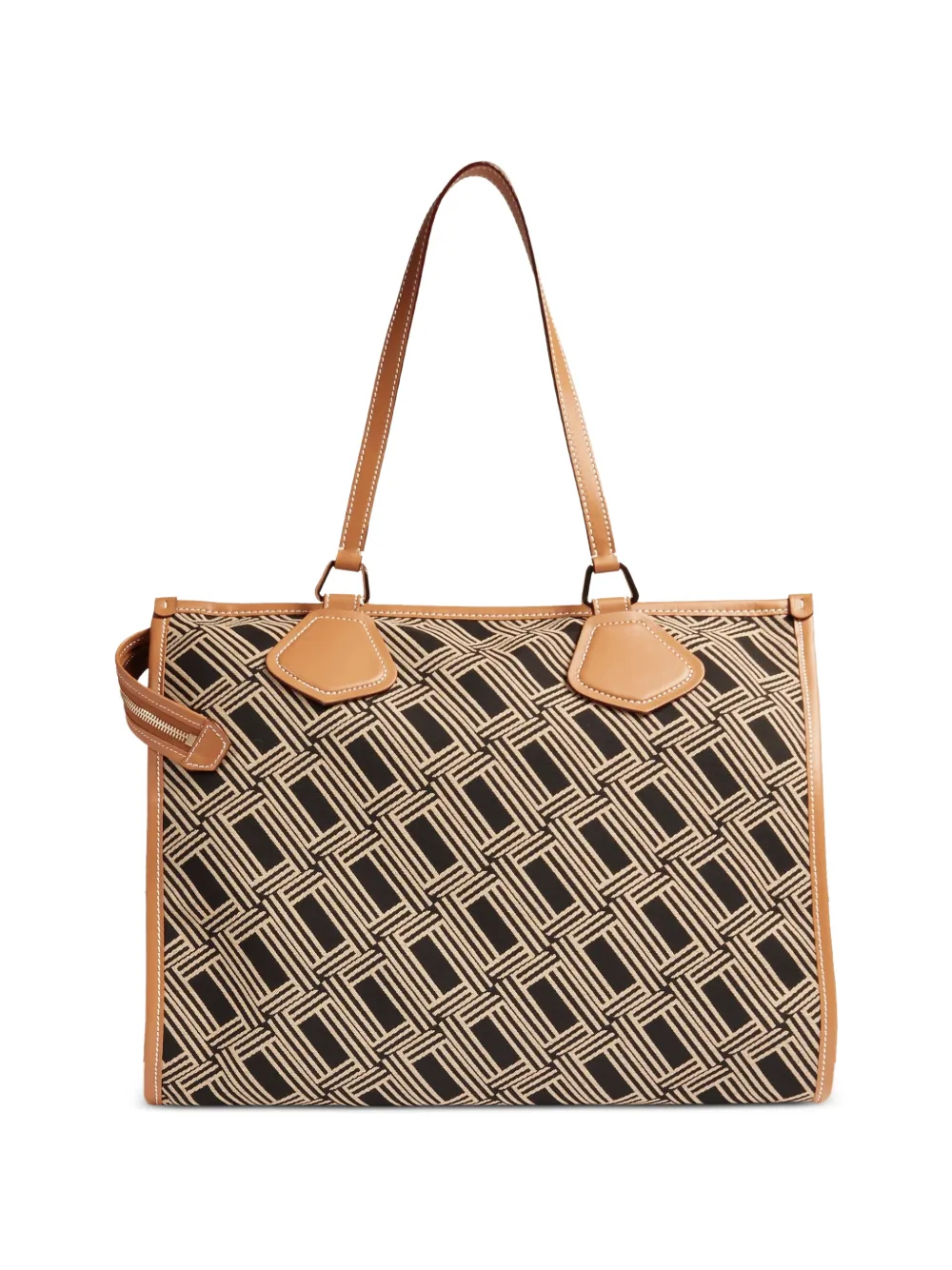  Lancel Large Monogram Leather-trimmed Tote Bag - Neutrals 