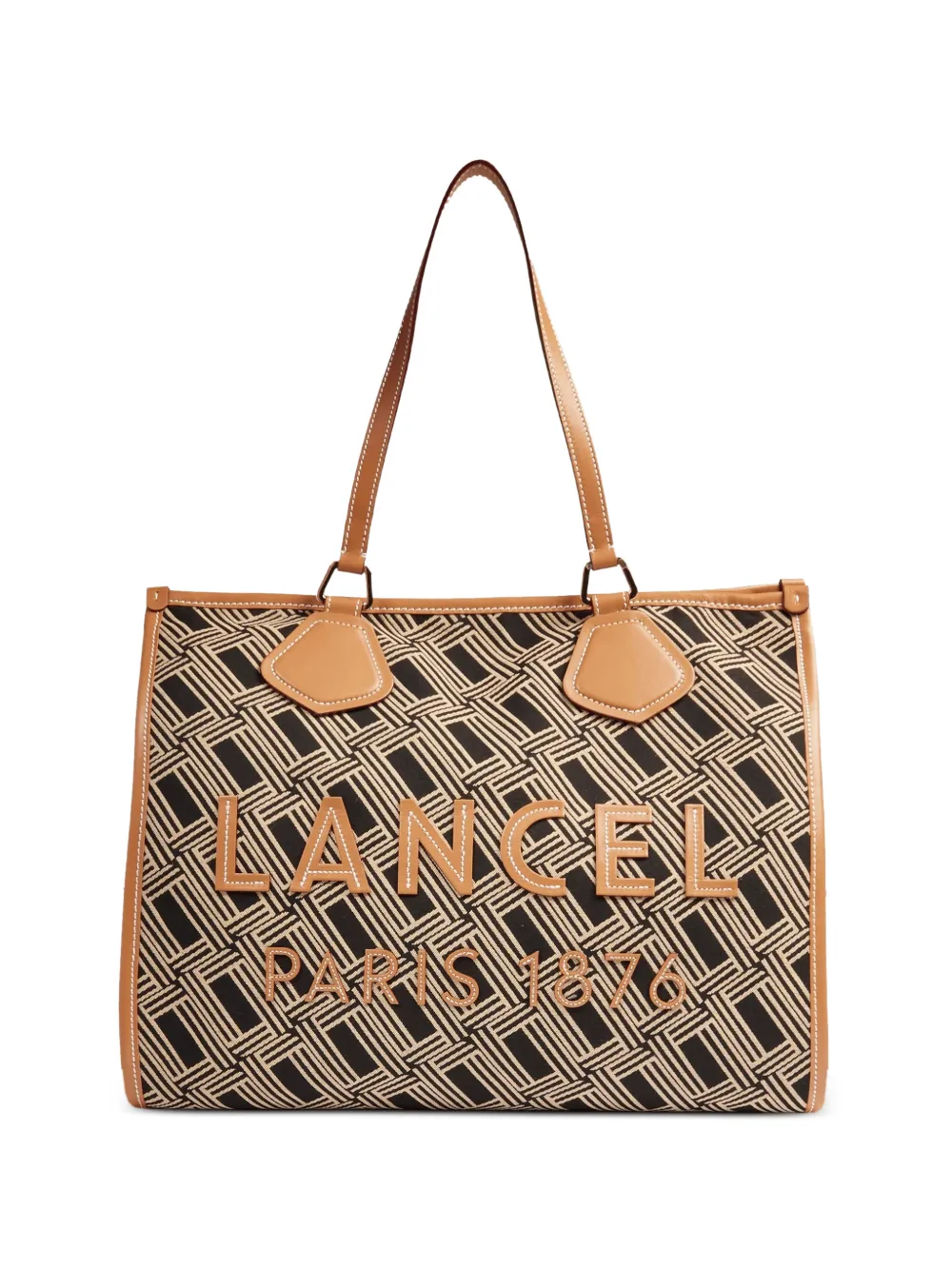 Lancel large monogram leather-trimmed tote bag - Neutrals