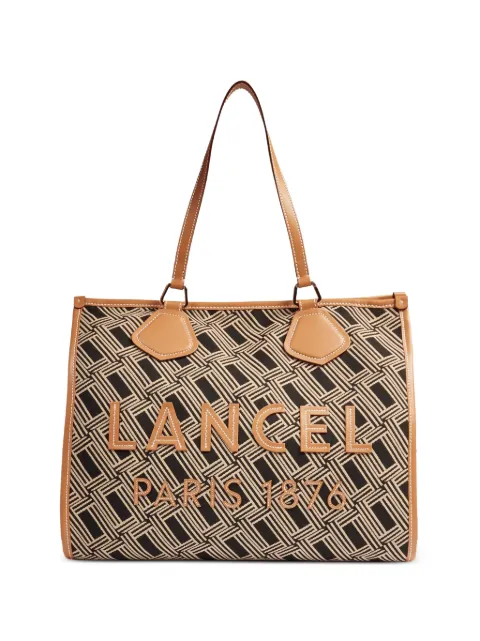 Lancel large monogram leather-trimmed tote bag