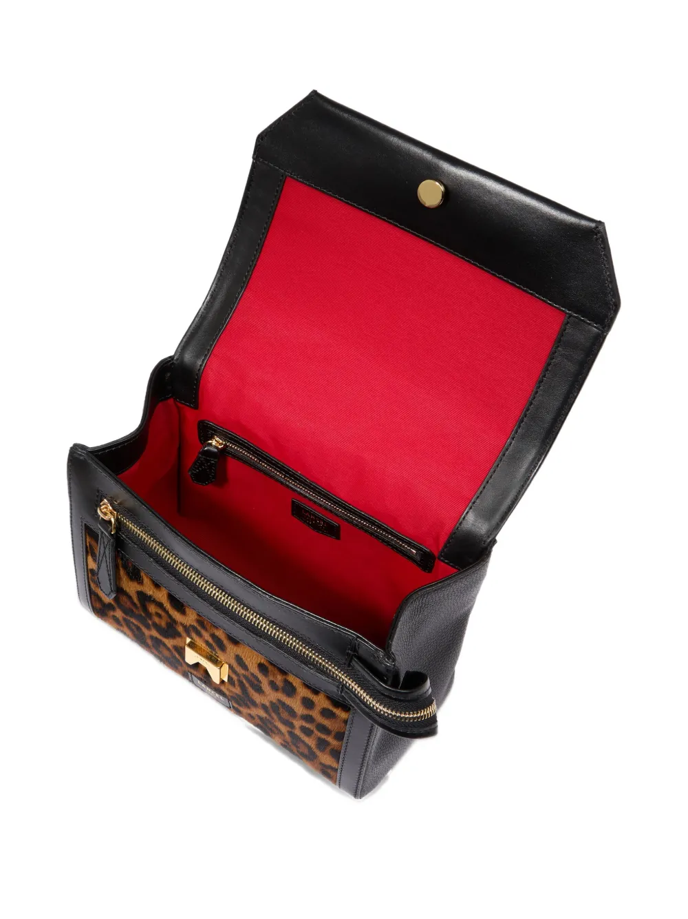 Lancel Ninon tas met luipaardprint en omslag Zwart