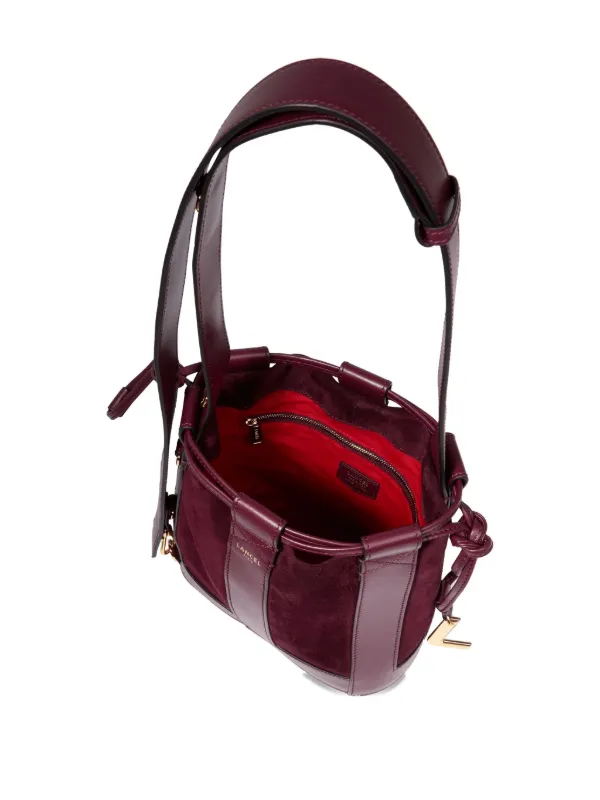 Lancel Elles leather-trimmed Suede Bucket Bag Red FARFETCH IN