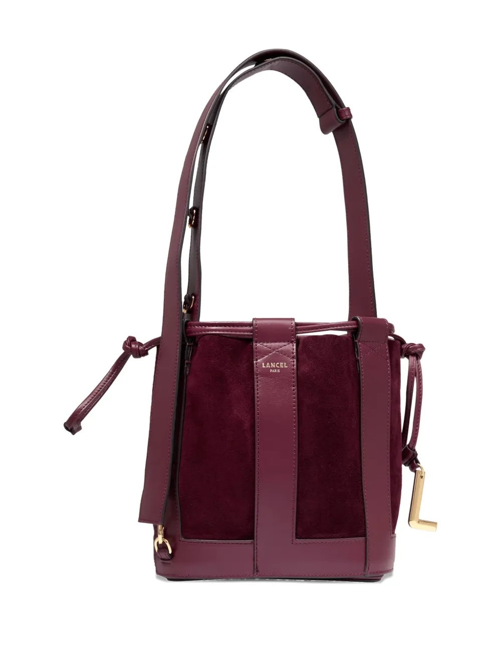 Lancel Elles suède bucket-tas met leren afwerking Rood