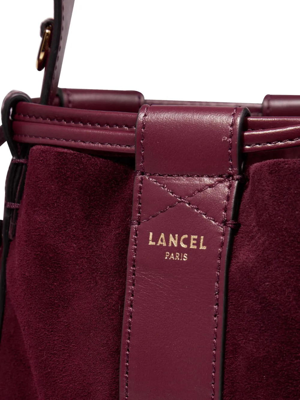 Lancel Elles suède bucket-tas met leren afwerking Rood