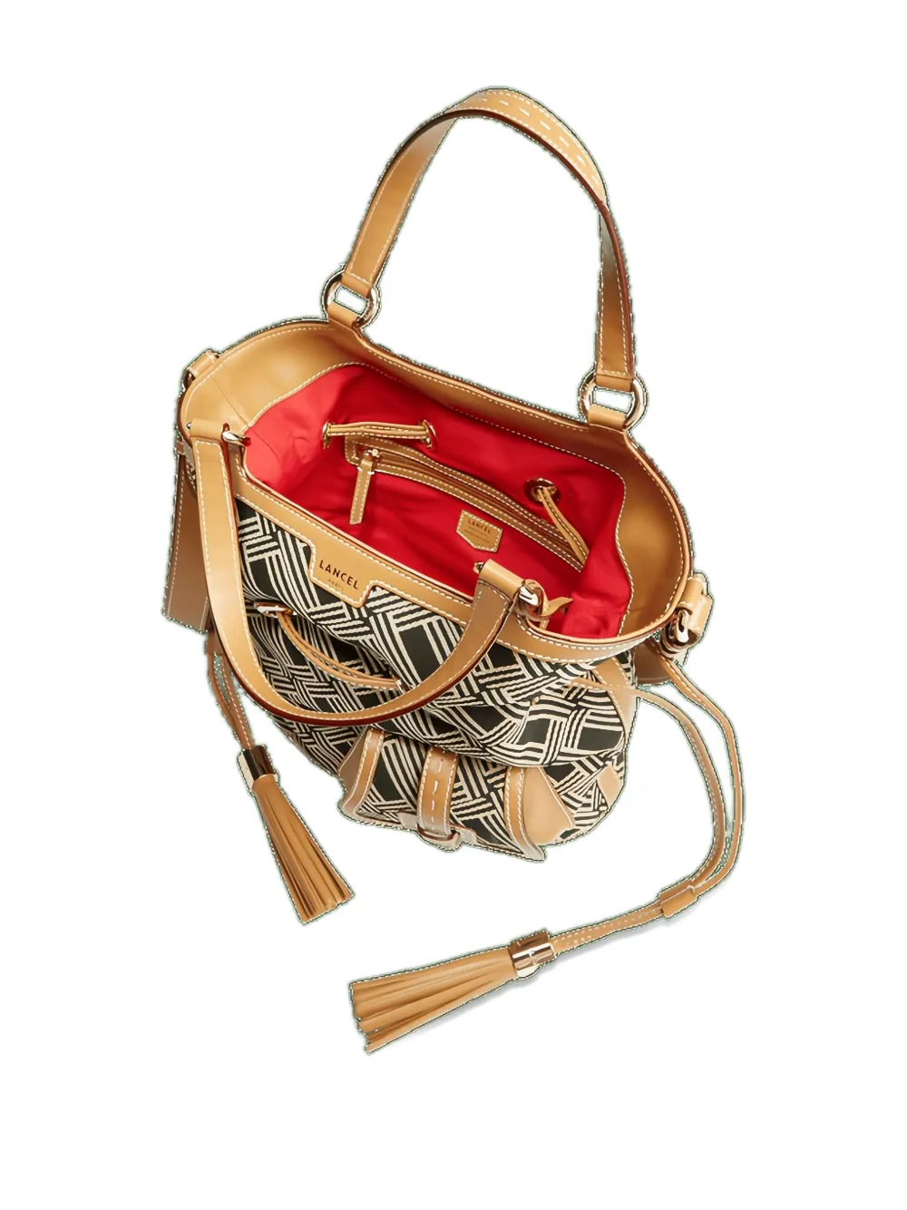 Lancel Premier Flirt Geometric-pattern Bucket Bag In Neutral