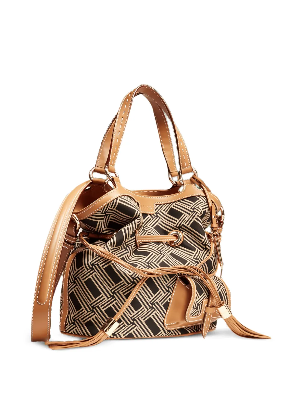 Lancel Premier Flirt bucket-tas met geometrisch patroon Beige