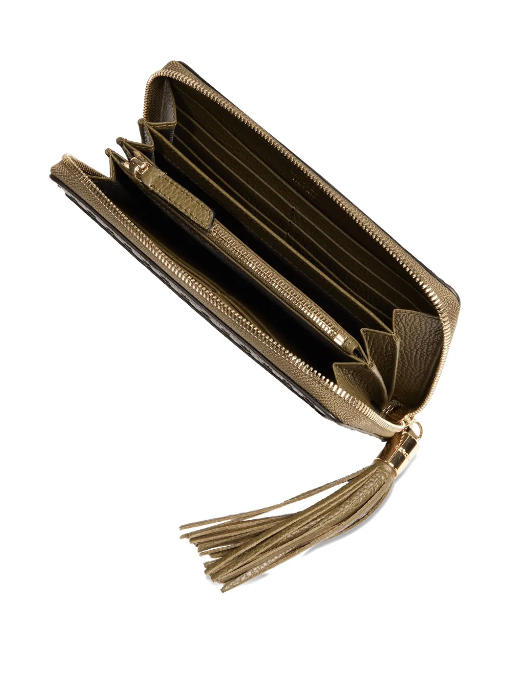 Lancel Tassel Zip-around Wallet In Green