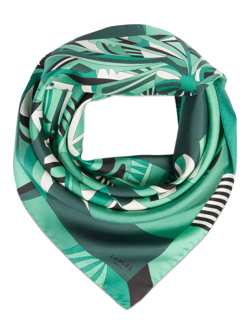Lancel Arabesque-print Silk Scarf In Green