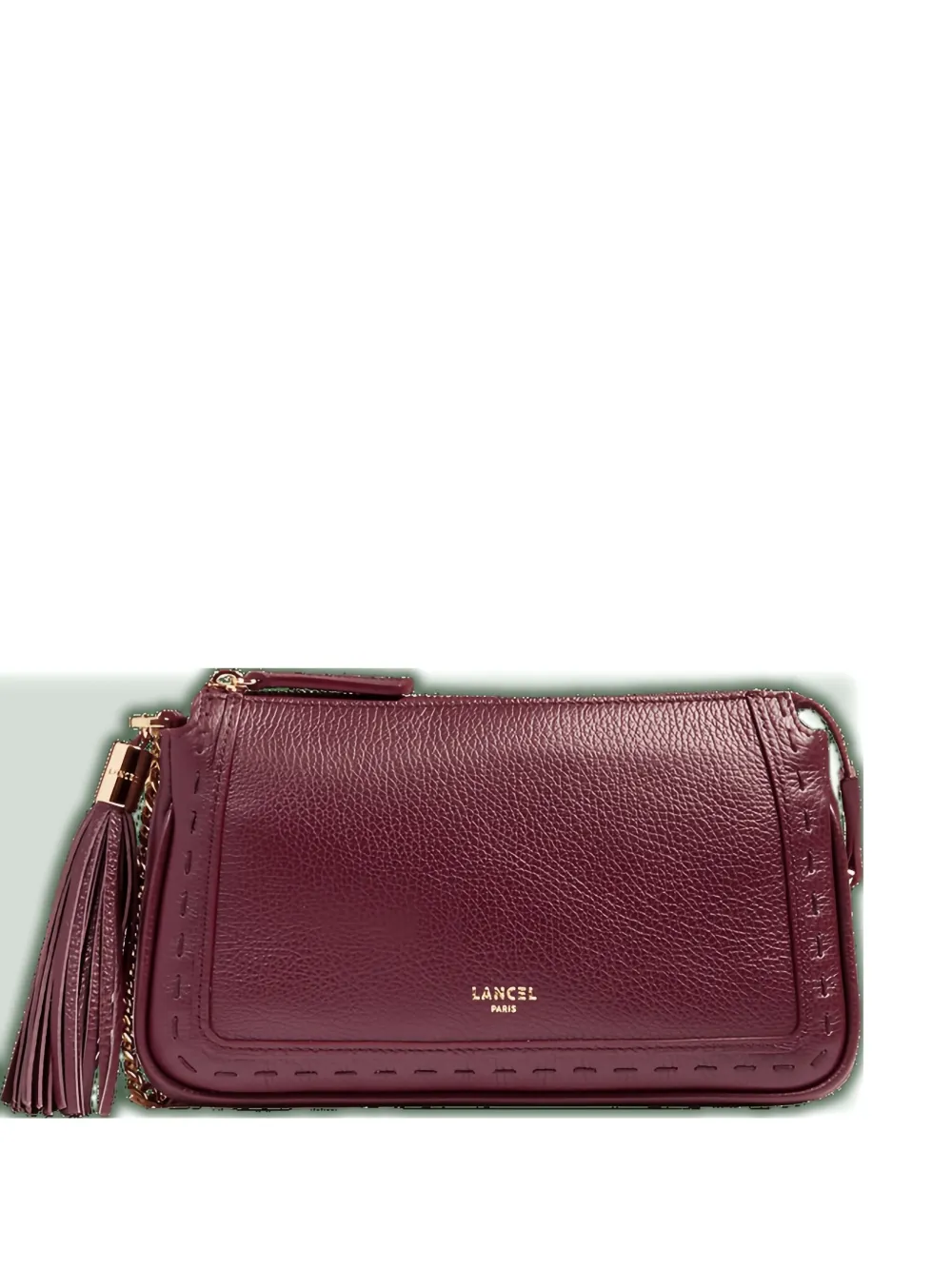 Lancel Pouch On Chain Tassel Cross Body Bag In Red