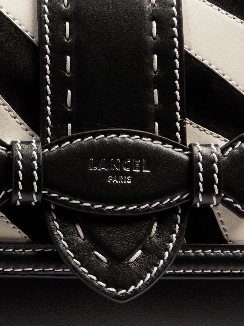 Lancel Sienna Zebra-print Flap Bag In Black