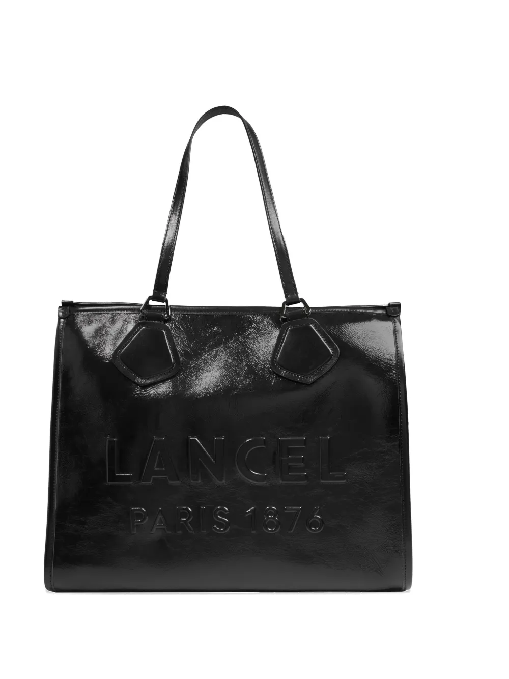 Lancel Large Embossed-logo Tote Bag In Black
