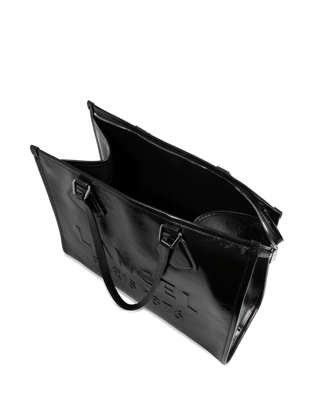 Lancel Large Embossed-logo Tote Bag In Black