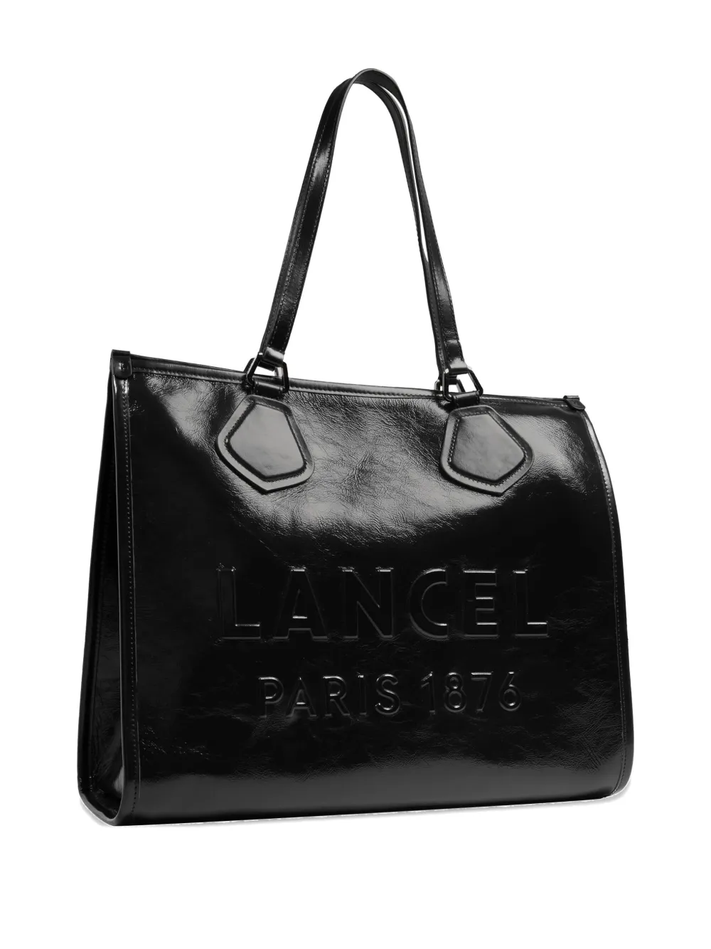Lancel Large Embossed-logo Tote Bag In Black