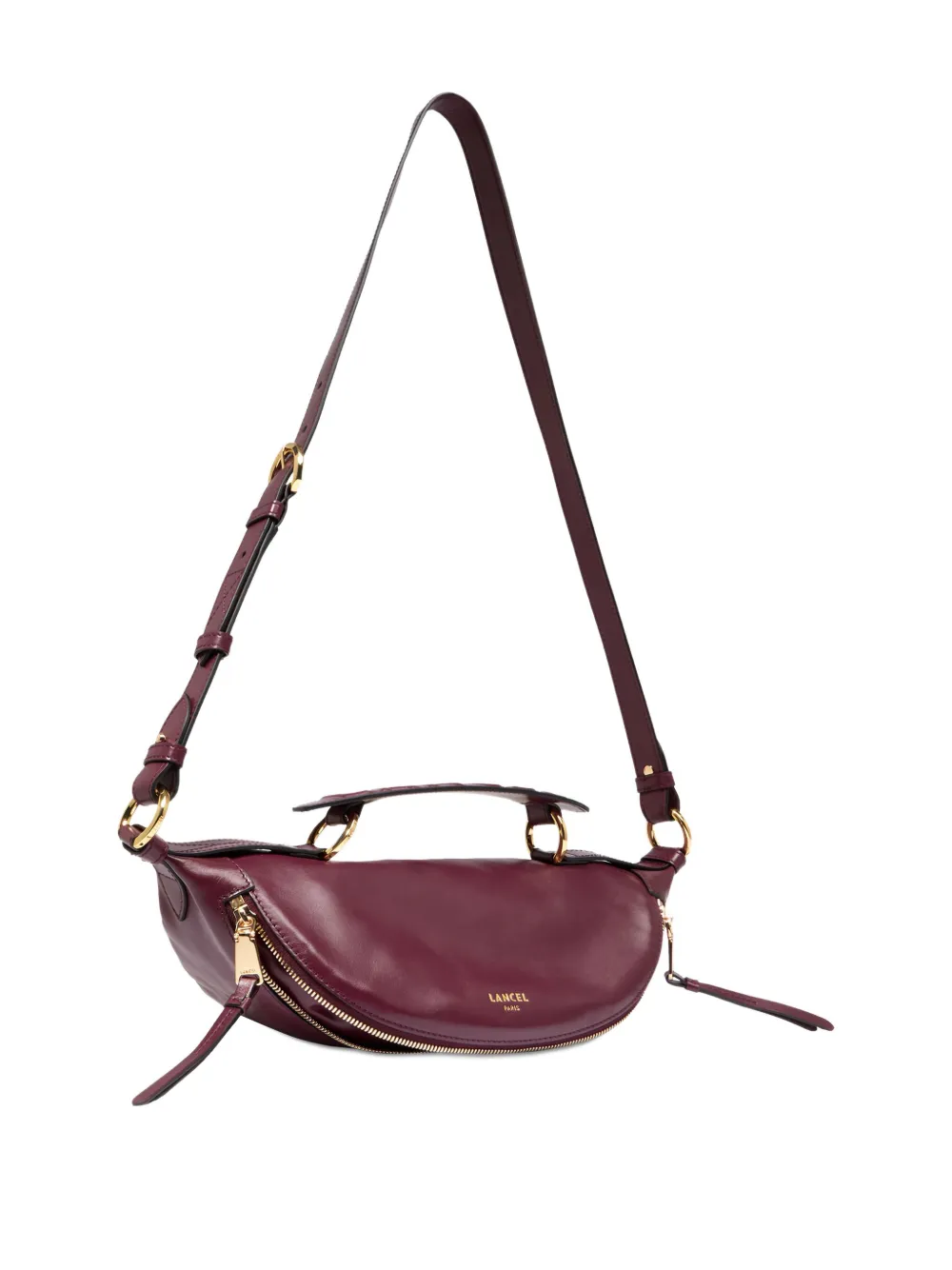 Lancel Origami gewelfde leren crossbodytas Rood