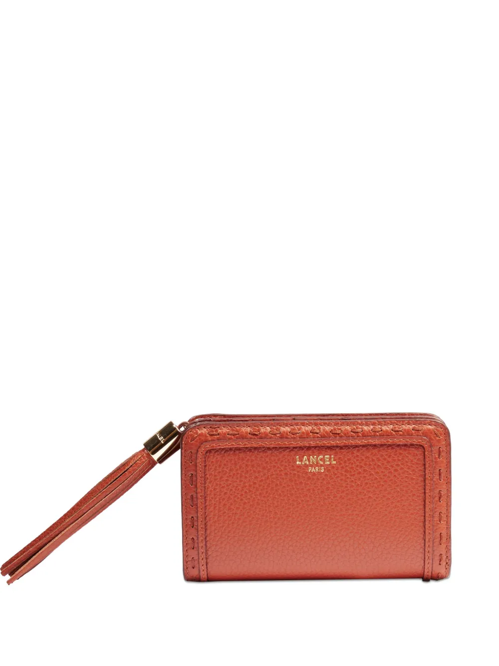 Lancel Tassel-embellished Leather Wallet In Orange