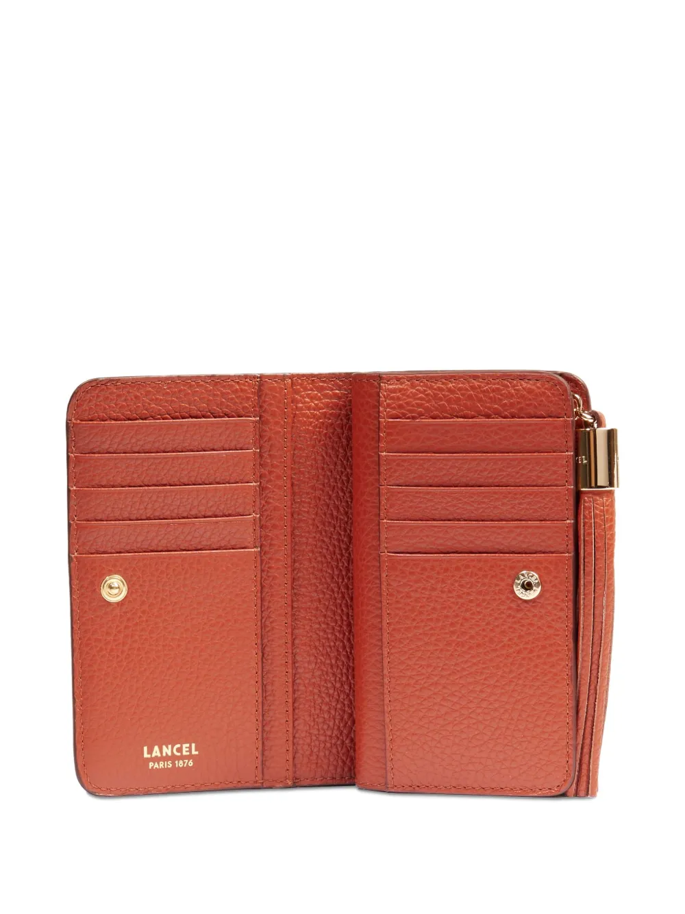 Lancel Tassel-embellished Leather Wallet In Orange