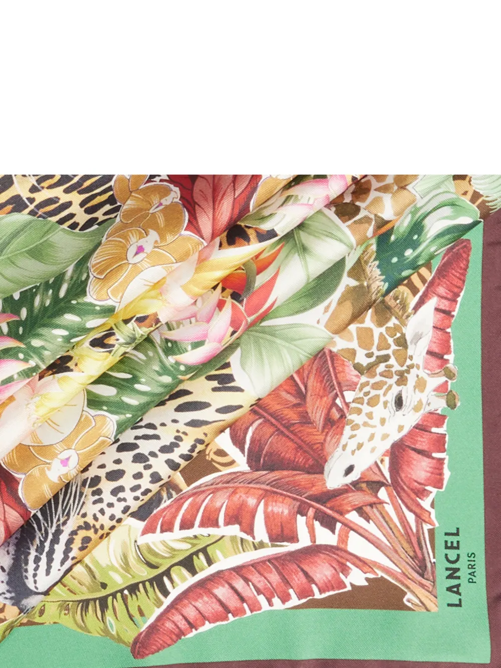 Lancel Jungle Print Silk Scarf In Green
