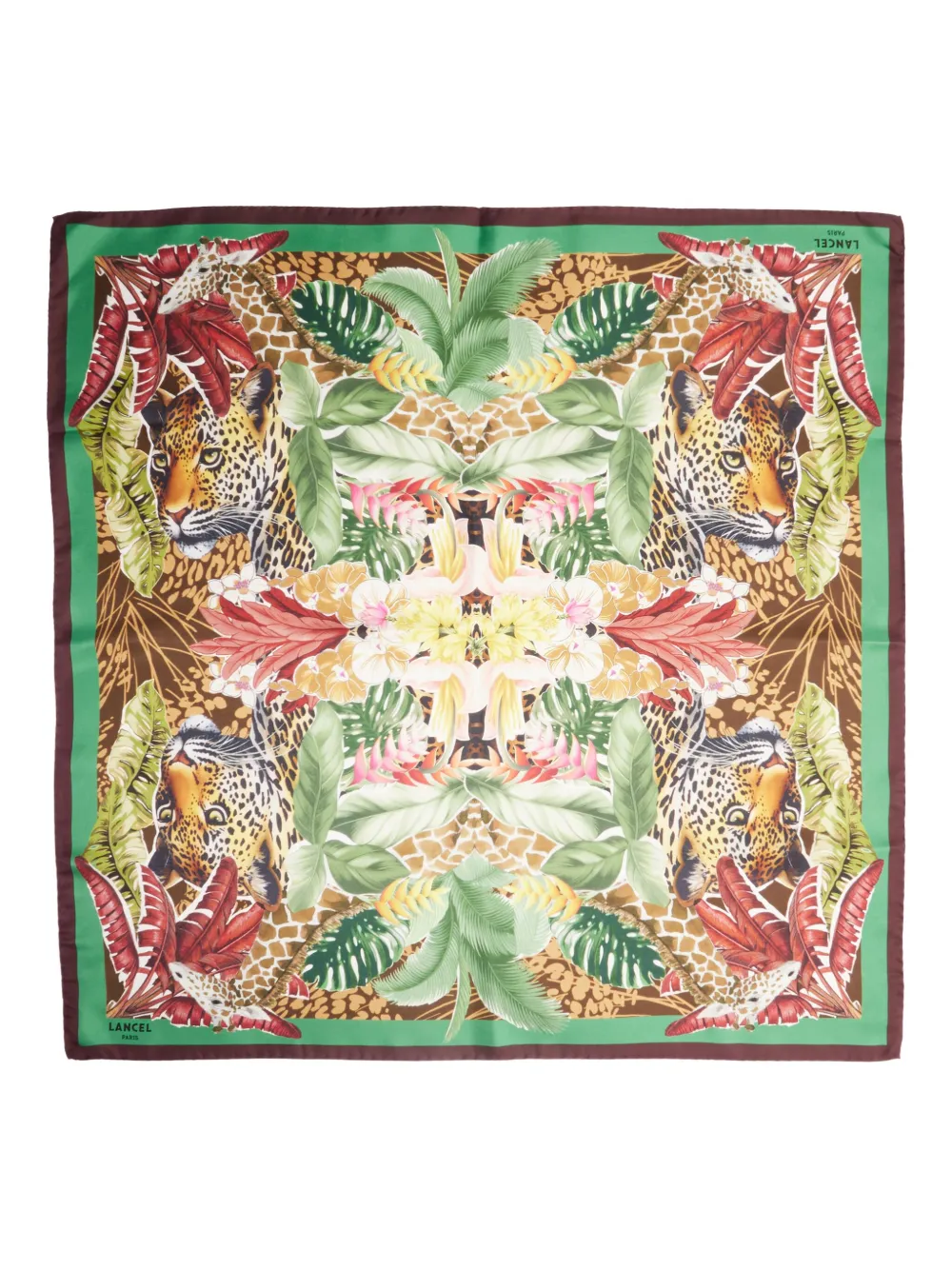 Lancel Jungle Print Silk Scarf In Green