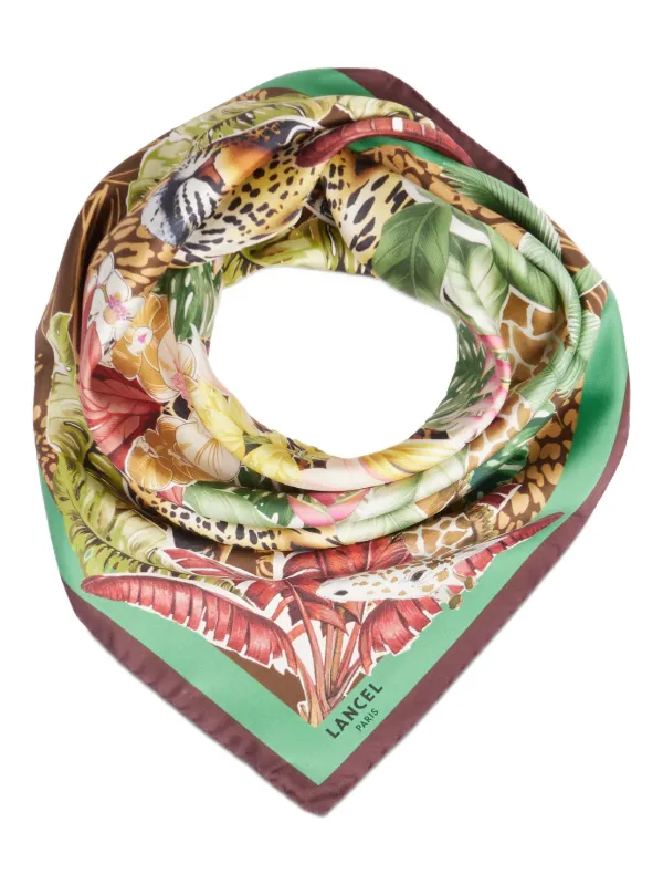 Lancel Jungle Print Silk Scarf | Green | FARFETCH Lancel Jungle Print Silk Scarf | Green | FARFETCH