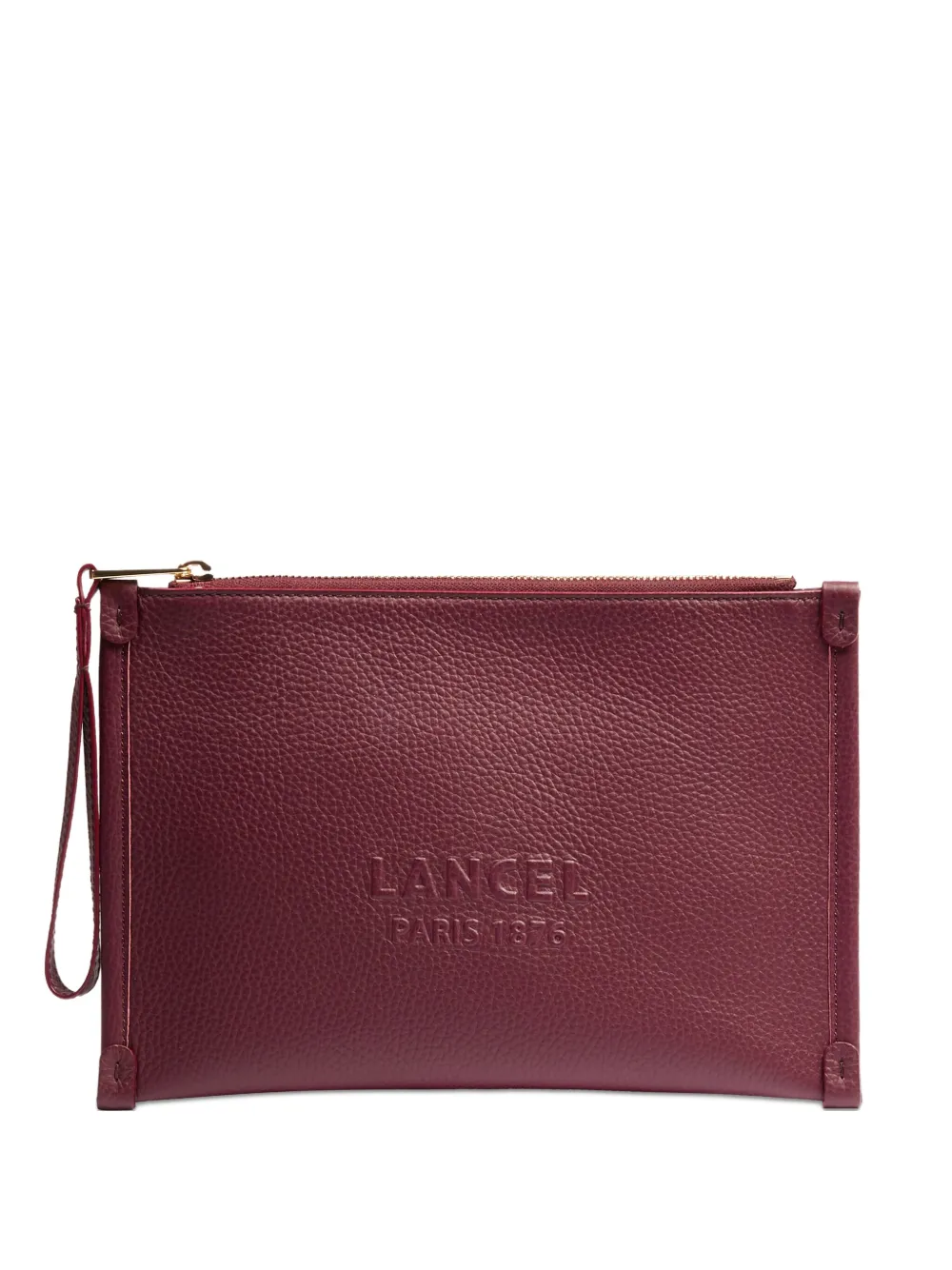 Lancel Jour Embossed-logo Clutch Bag In Red