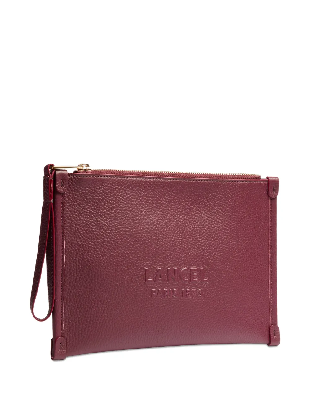 Lancel Jour Embossed-logo Clutch Bag In Red