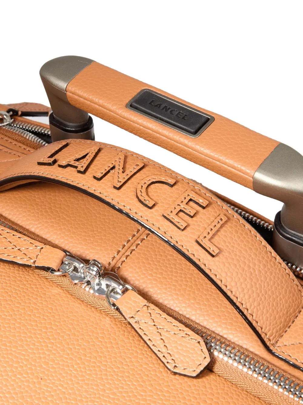 Lancel Leren koffer met logoplakkaat Beige