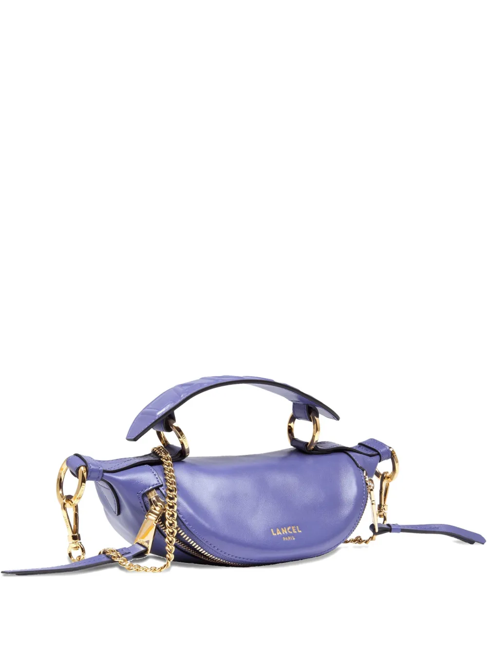 Lancel Origami kleine gewelfde leren crossbodytas Blauw