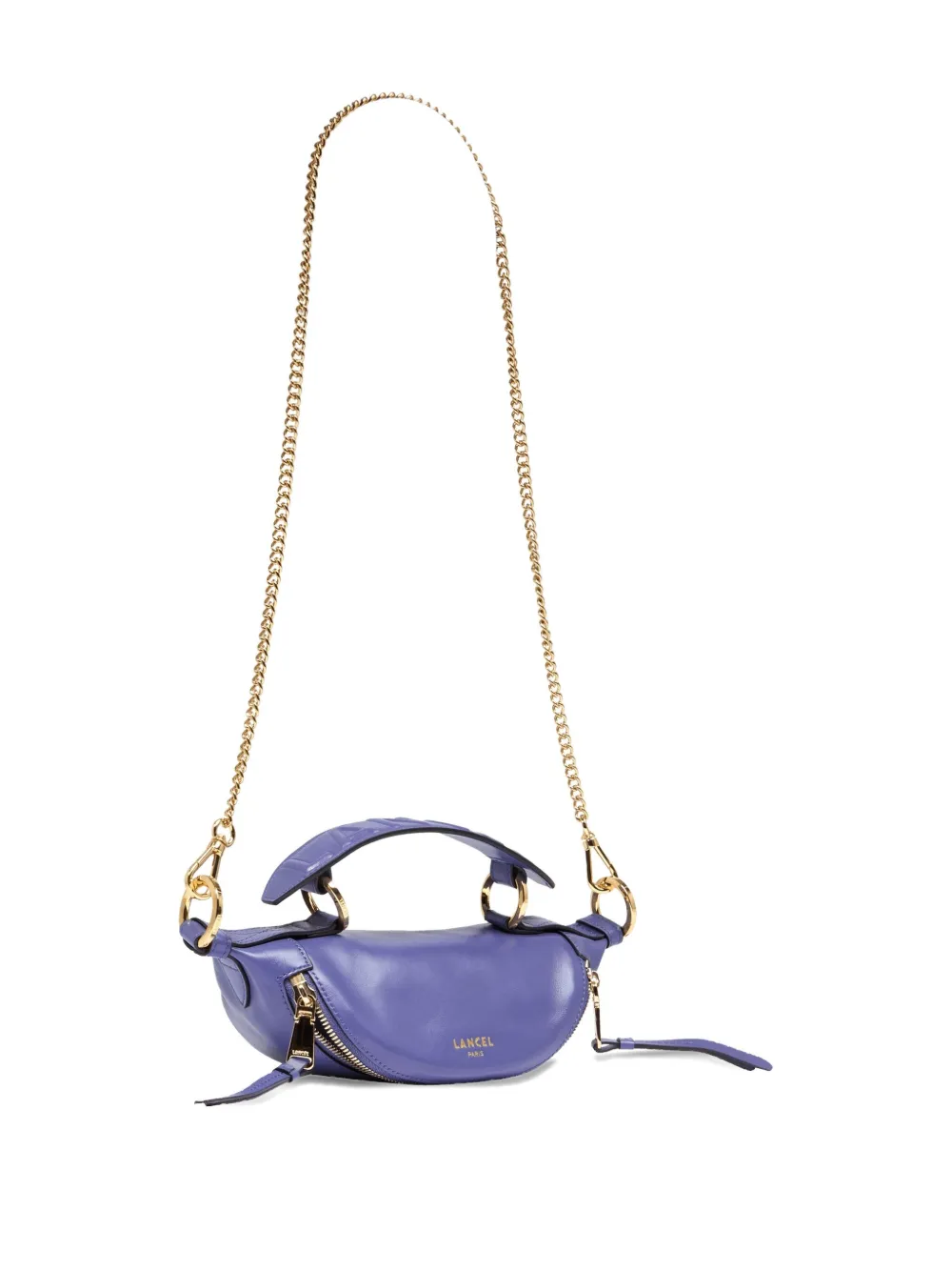 Lancel Origami kleine gewelfde leren crossbodytas Blauw