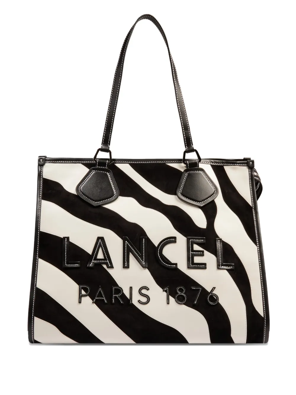 Lancel large zebra-print suede tote bag | Black | Image 1