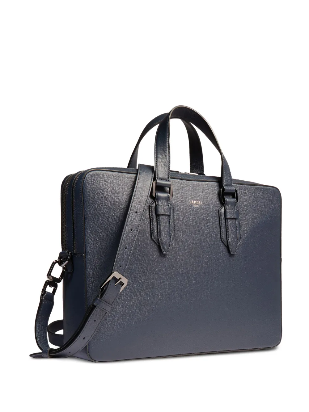 Lancel Leren laptoptas met gespdetail Blauw