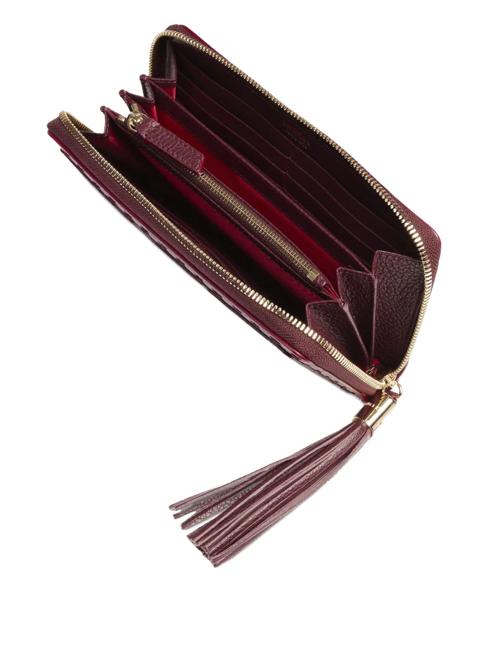 Lancel Portemonnee met rits en kwastje Rood