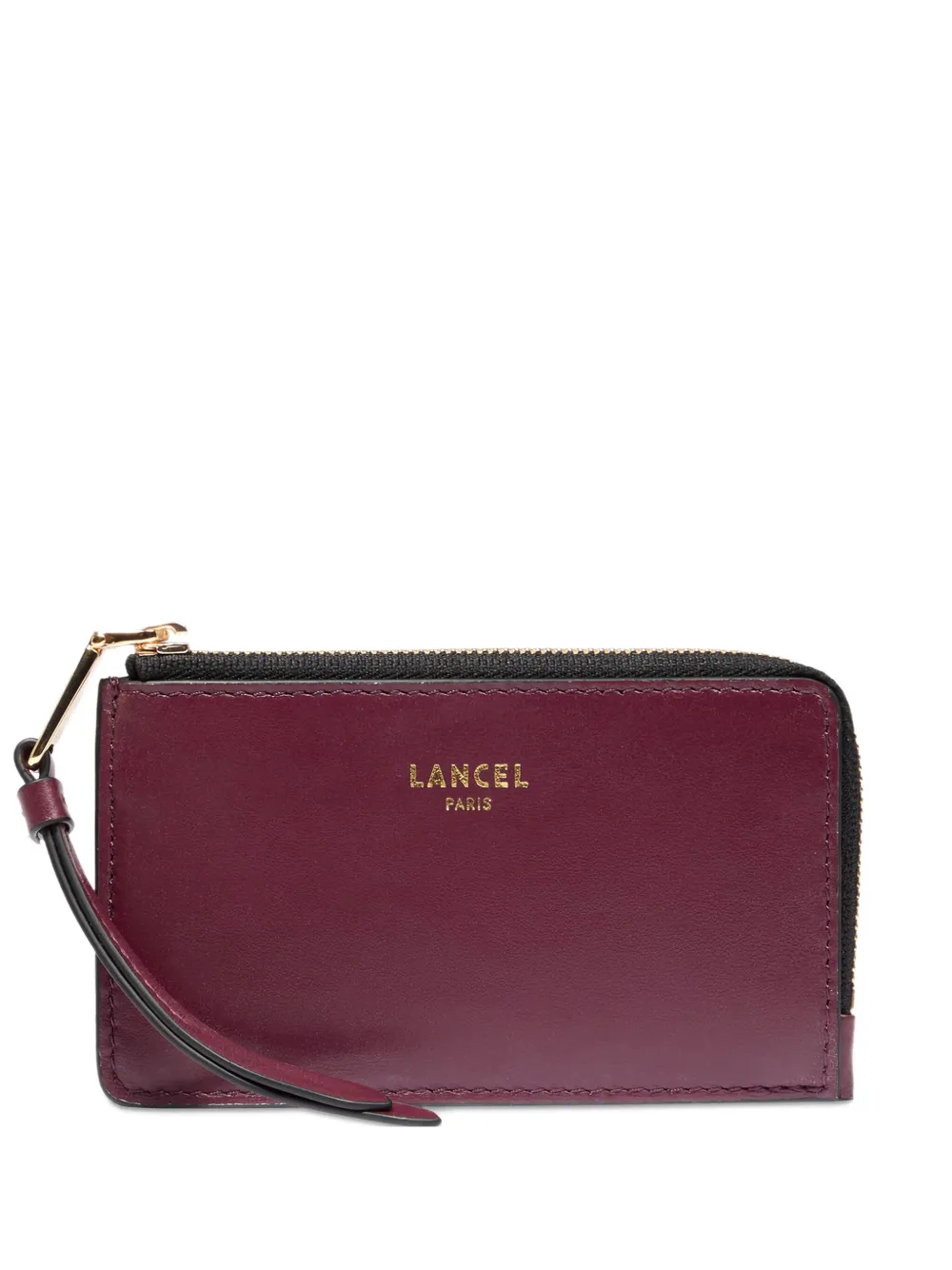 Lancel Zip-fastening Leather Card Holder In Burgundy