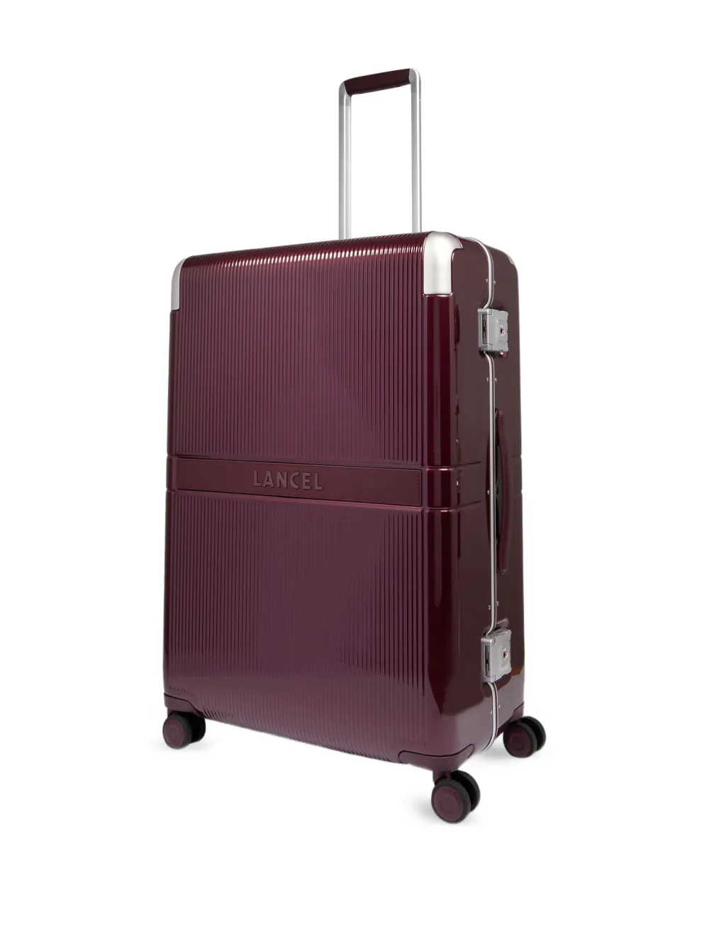 Lancel Empreinte Ribbed Hard Suitcase In Red