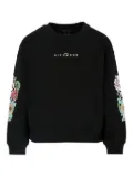 John Richmond Junior floral-embroidered crew-neck sweatshirt - Black