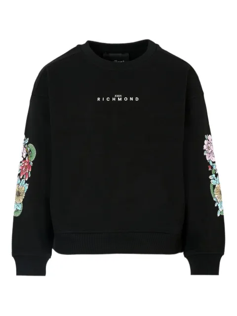 John Richmond Junior floral-embroidered crew-neck sweatshirt