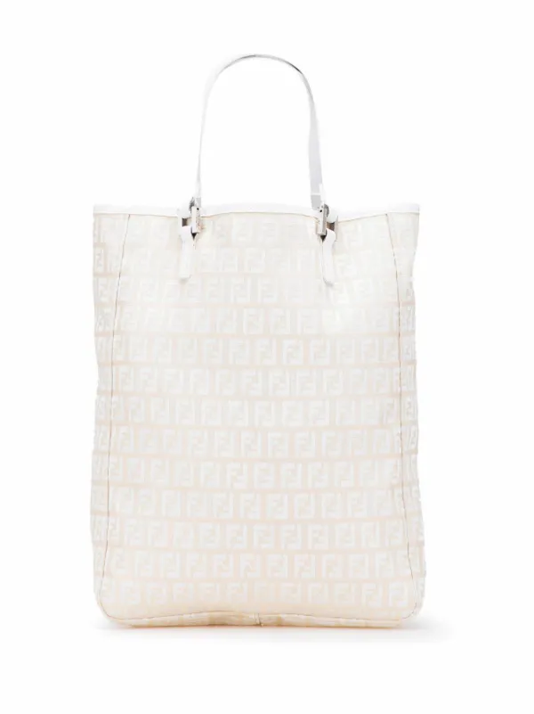 超美品　FENDIホワイトトートバッグ Fendi Pre-Owned 2000-2010 ズッキーノ キャンバス トートバッグ